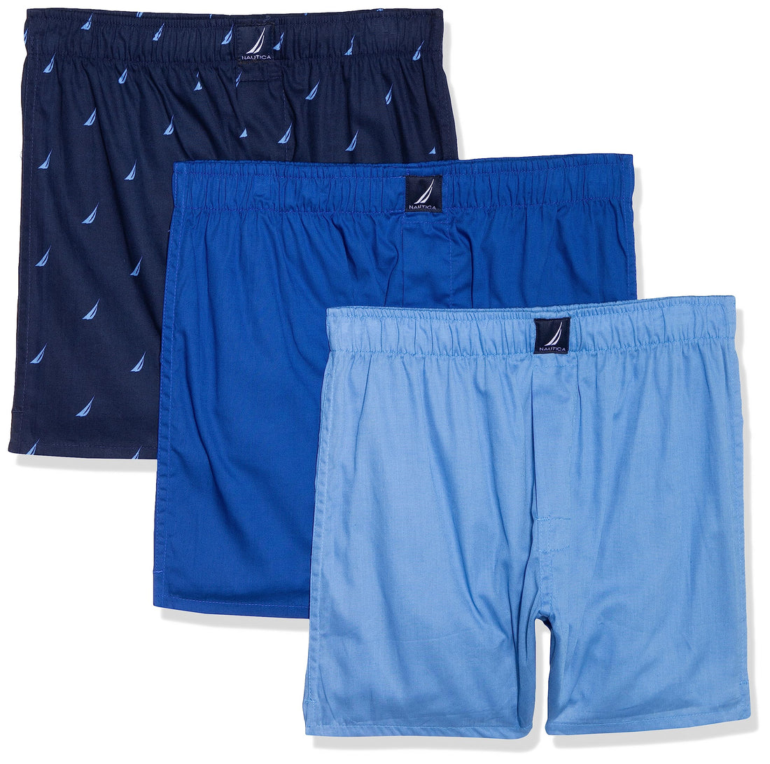 Nautica Men's Classic Cotton 3-Pack Woven Boxers