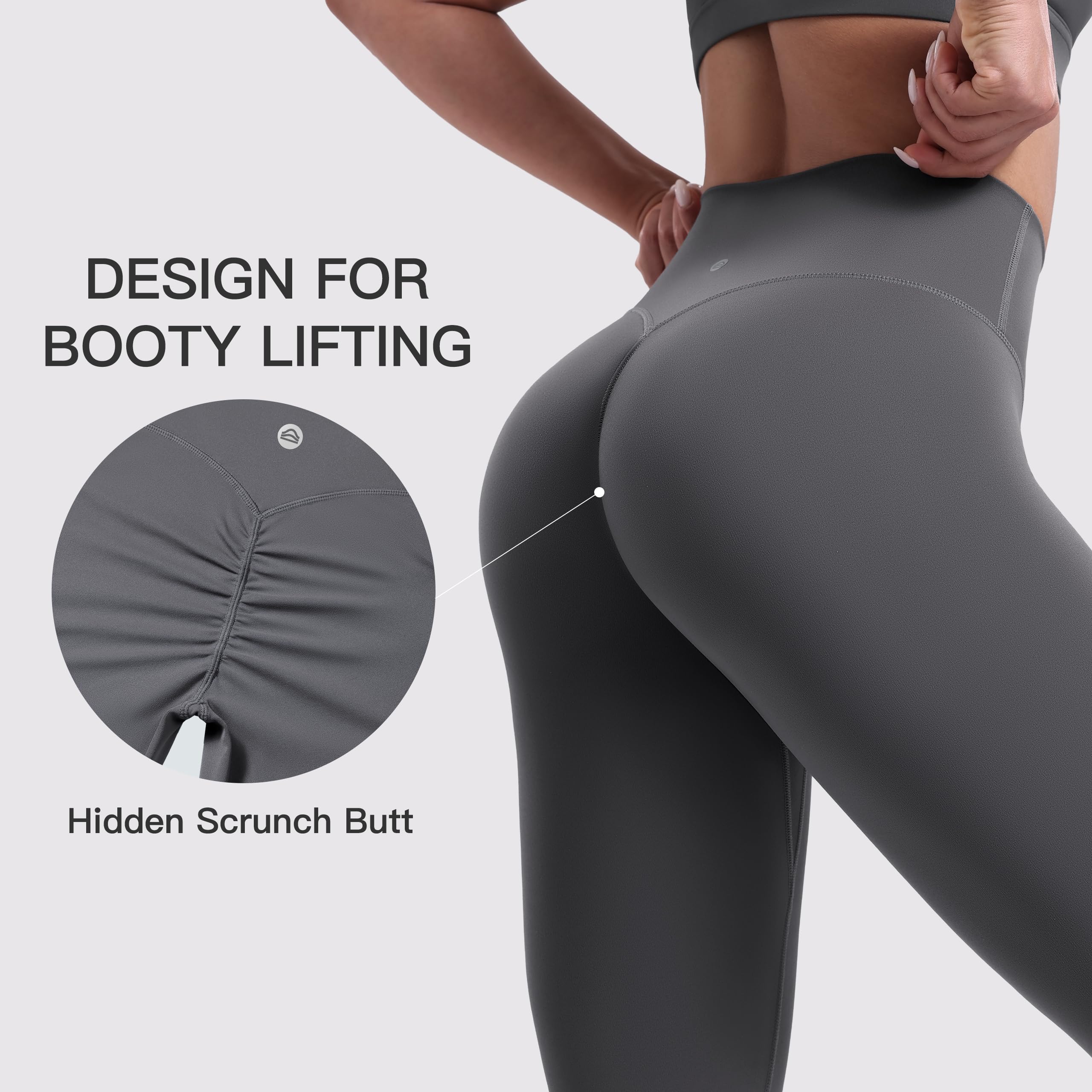 ENERBLOOM Yoga Leggings for Women Hidden Scrunch 25"/28"