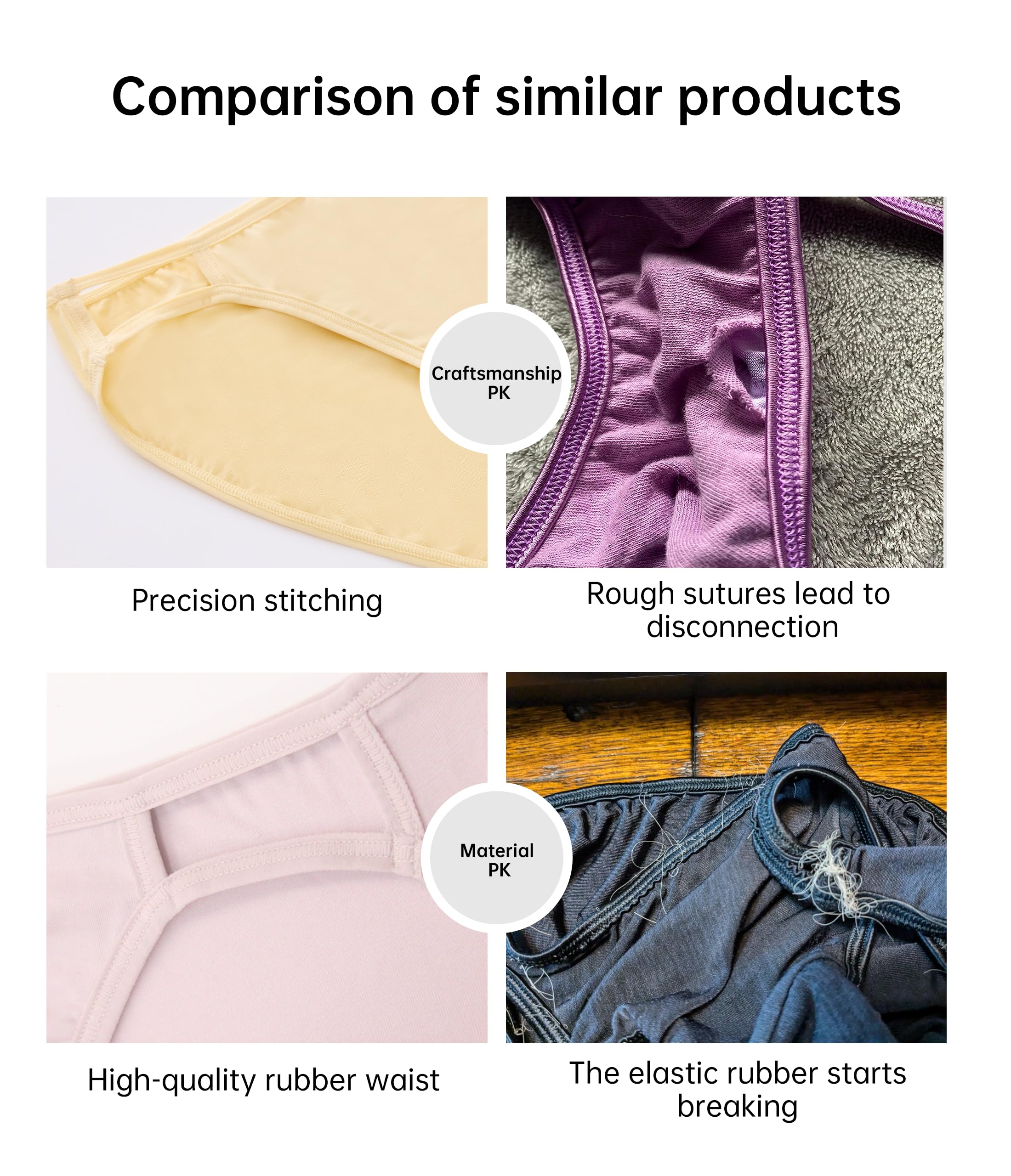 ANLIQI Women's High Cut String Bikini Panties Modal Comfort Breathable Stretch Bikini Underwear Soft Plus Size Underwear