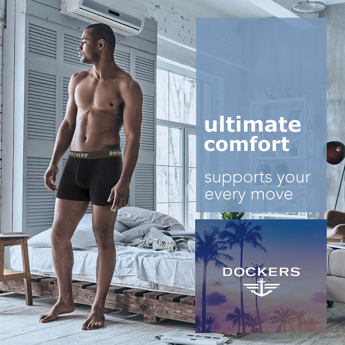 DOCKERS Mens Boxer Briefs Breathable Cotton Underwear for Men Pack of 5