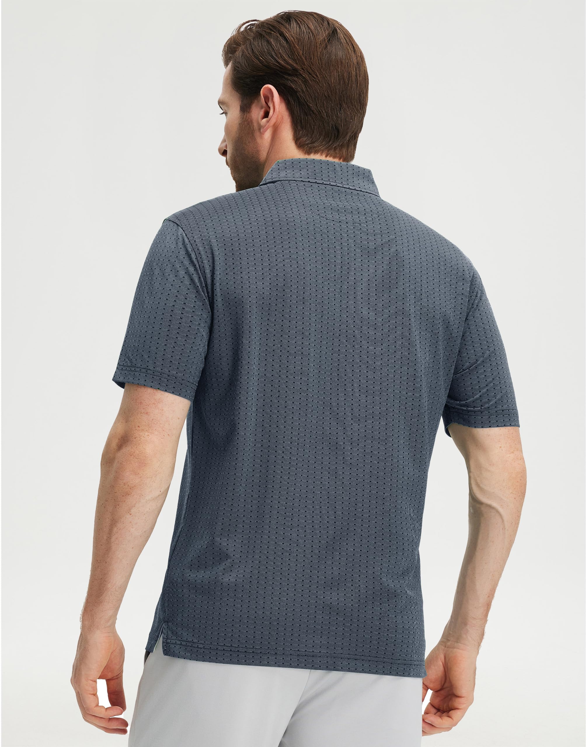 M MAELREG Mens Golf Polo Shirts Jacquard Ribbed Collar Performance Moisture Wicking Dry Fit Short Sleeve Golf Shirts for Men
