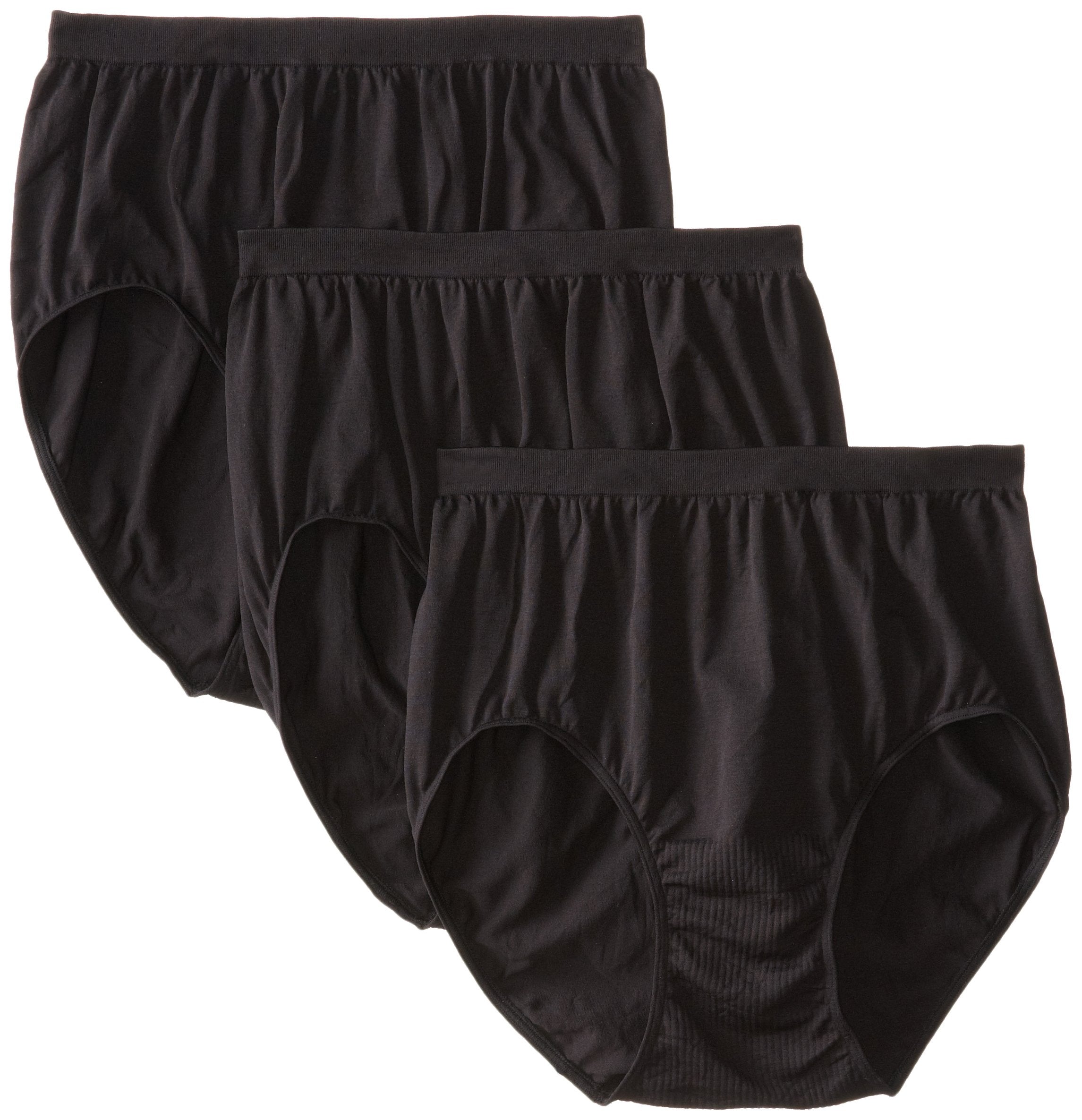 Bali Women's Comfort Revolution Seamless Brief Underwear, Microfiber Stretch Panty, 3-pack