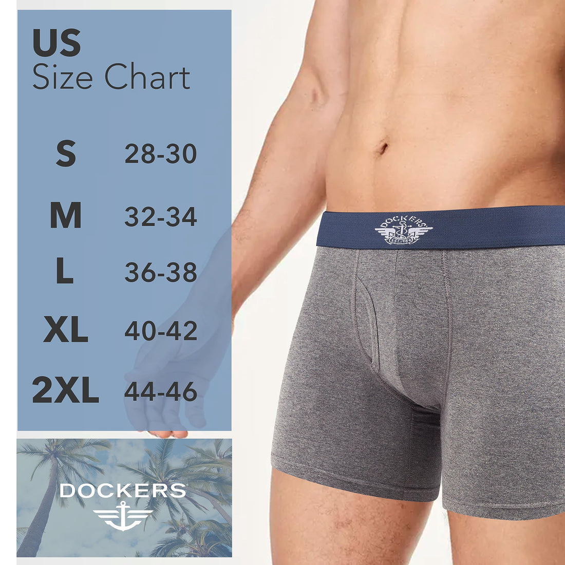 DOCKERS Mens Boxer Briefs Breathable Cotton Underwear for Men Pack of 5