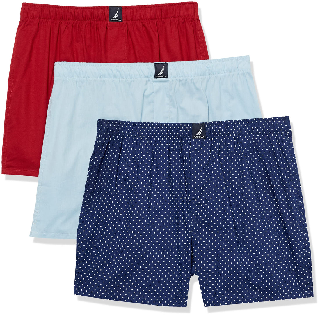 Nautica Men's Classic Cotton 3-Pack Woven Boxers