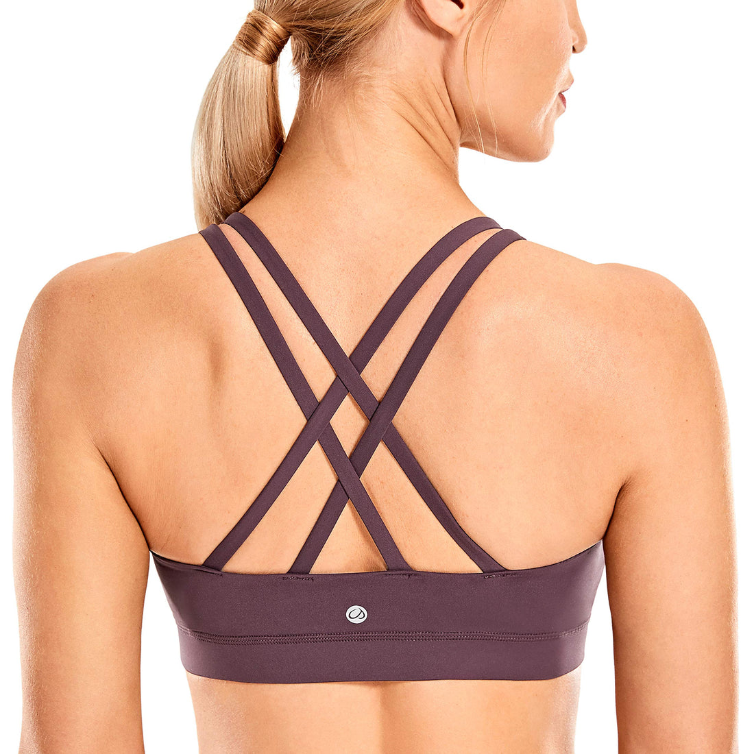 CRZ YOGA Naked Feeling Strappy Sports Bras | Medium Support, Removable Pads, Yoga, Sleek, Scoop Neck, for Women
