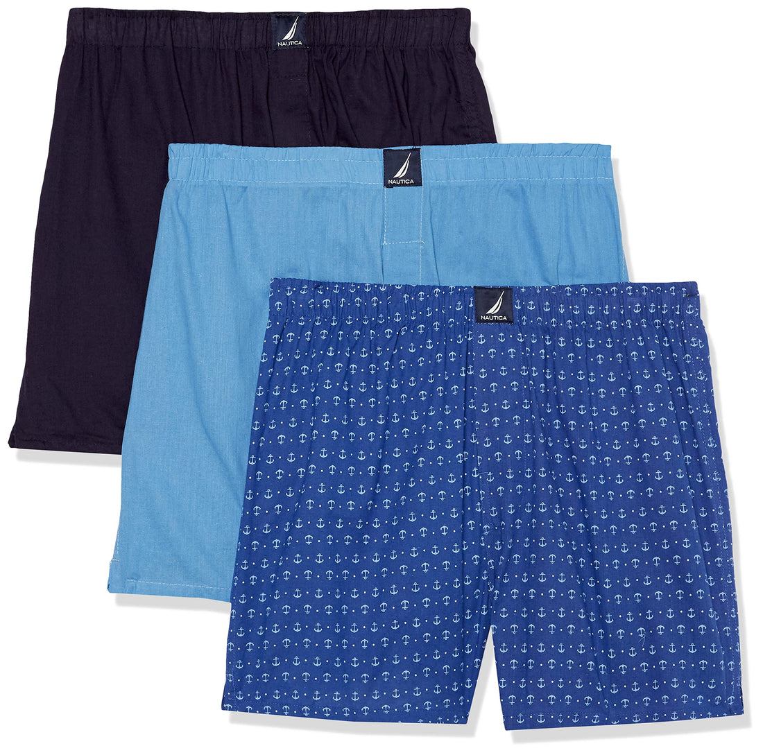 Nautica Men's Classic Cotton 3-Pack Woven Boxers