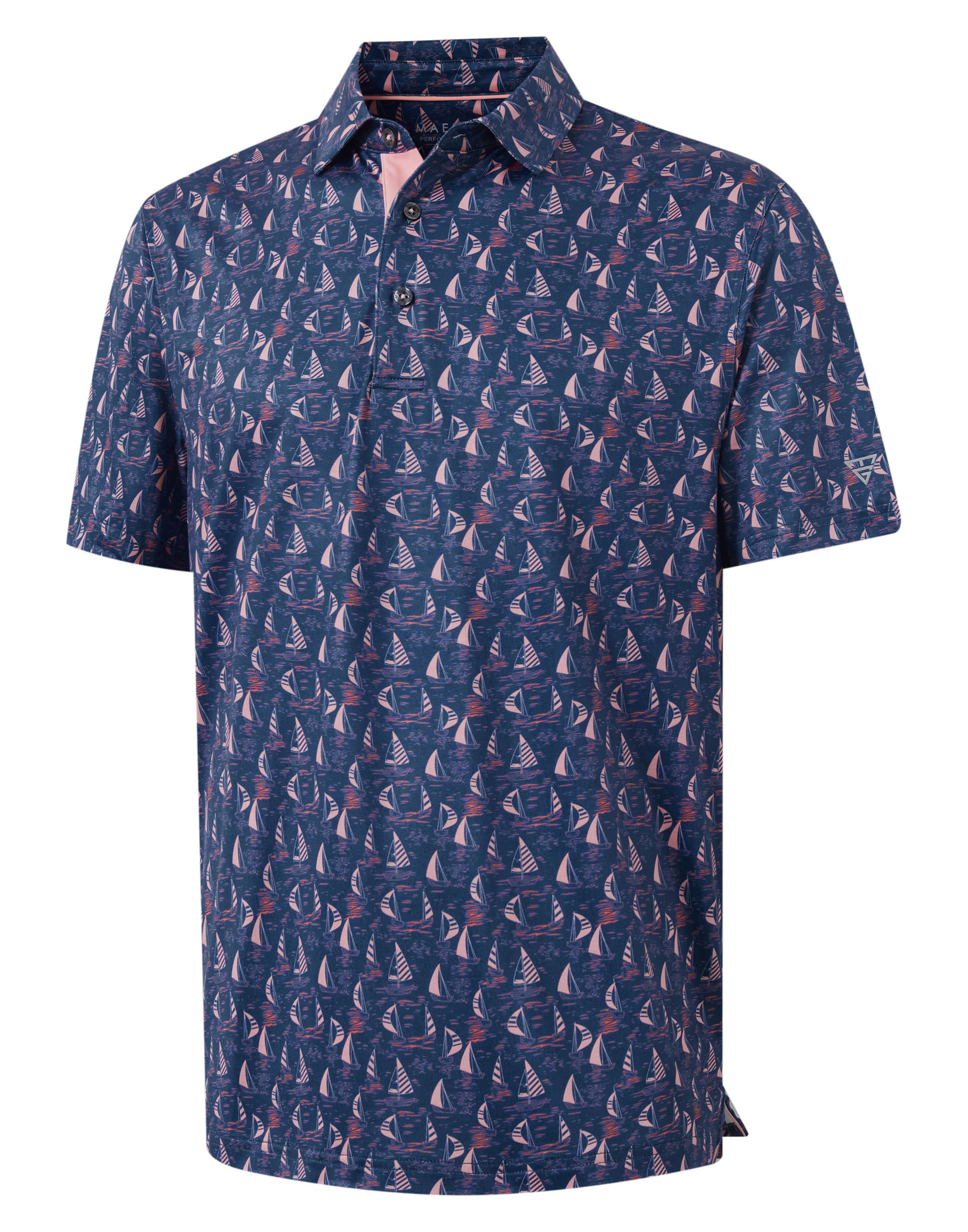 M MAELREG Mens Golf Shirt Print Performance Moisture Wicking Dry Fit Short Sleeve Casual Collared Polo Shirts for Men