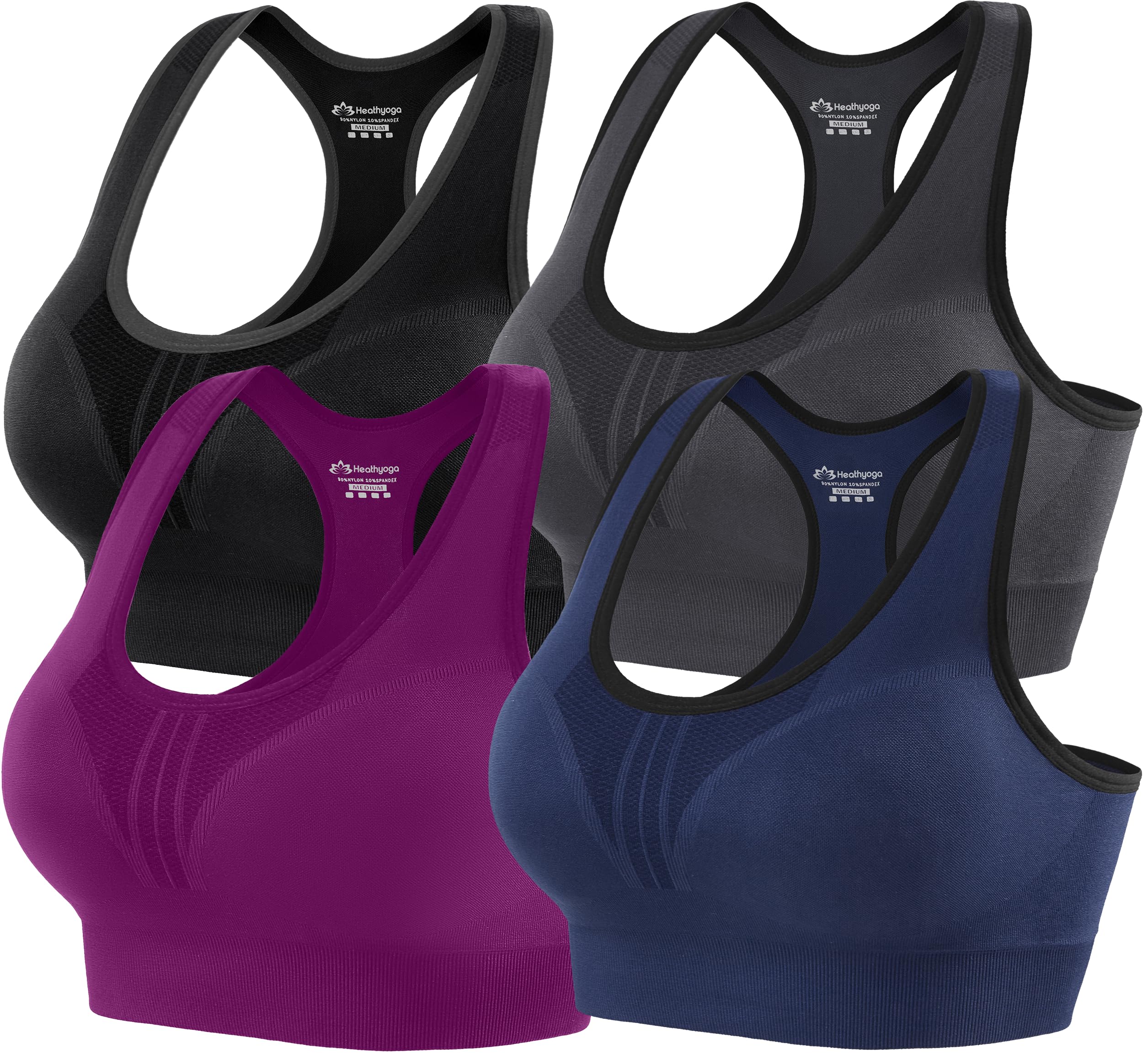 Heathyoga High Impact Sports Bras for Women High Support Padded Sports Bra Pack Racerback Bras for Women Workout Bra Sets