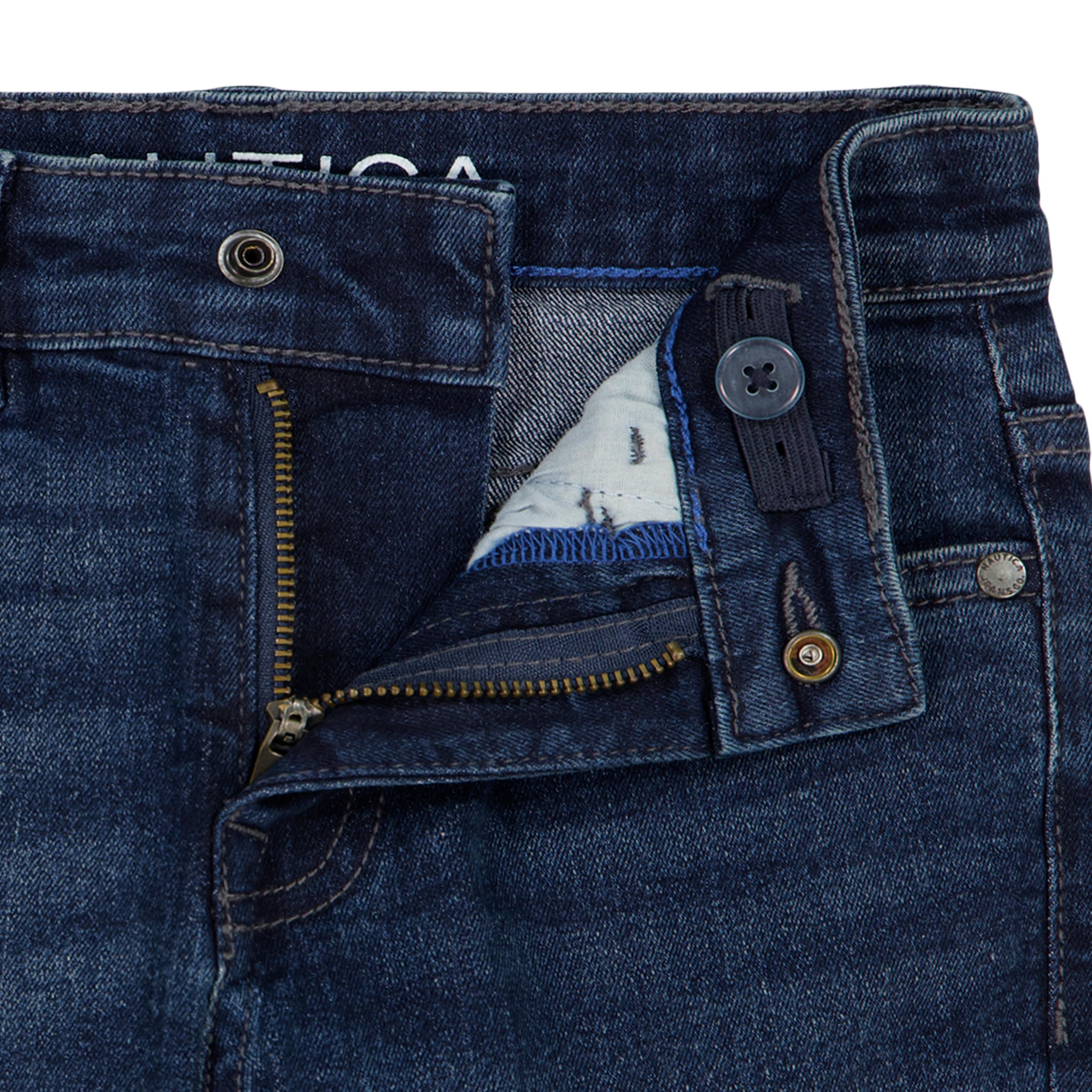 Nautica Boys' Classic Fit Straight Leg Denim Jeans, 5-Pocket Style, Zipper Fly & Button Closure