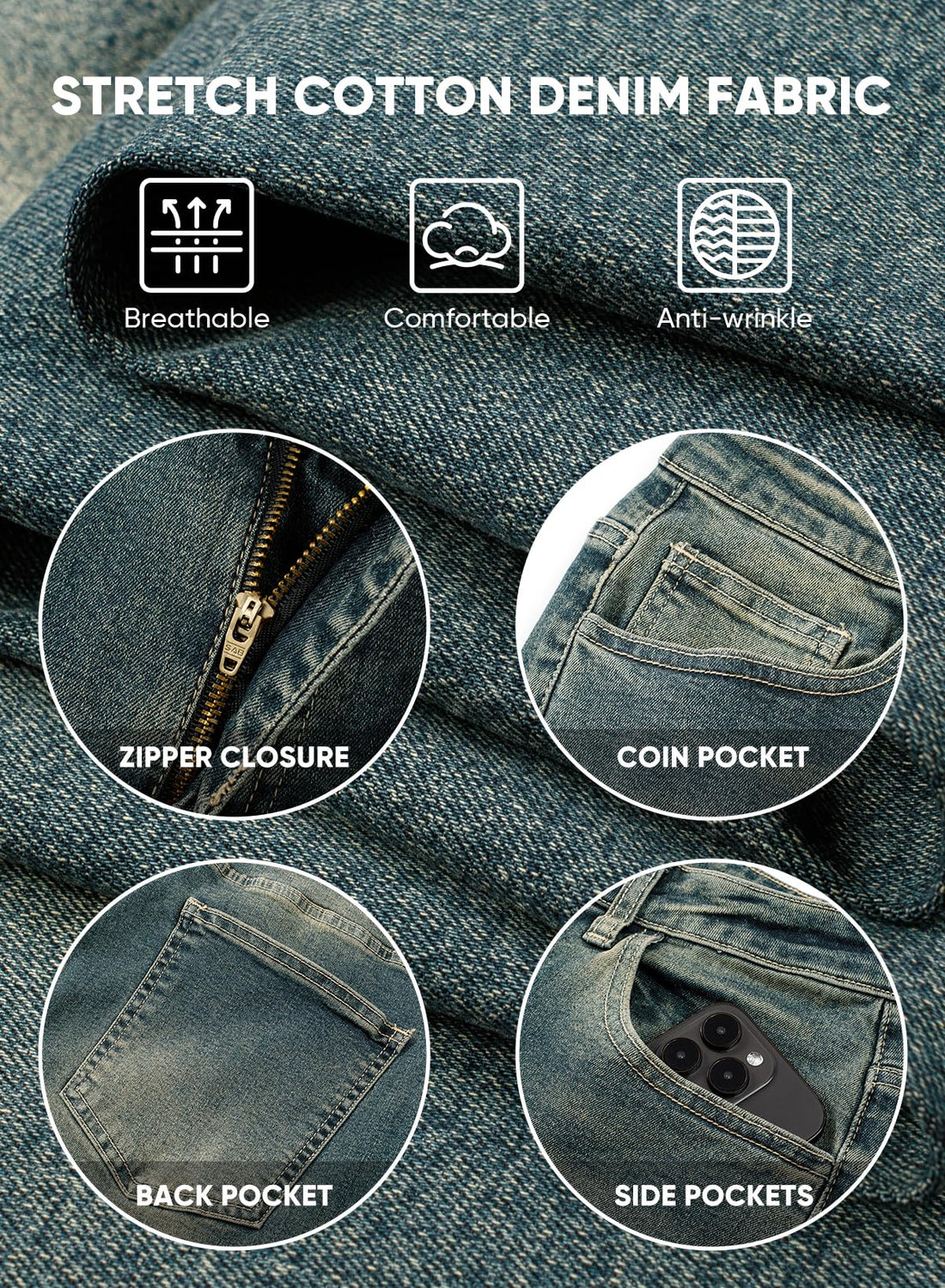 JMIERR Men's Tapered Baggy Jeans - Loose Fit Wide Leg Denim Pants | Vintage Relaxed Loose Fit, Stretch, Wide Leg, Skater Streetwear, 5 Pockets, Casual Carpenter Jean, Hip Hop,Loose Fit,Outfit