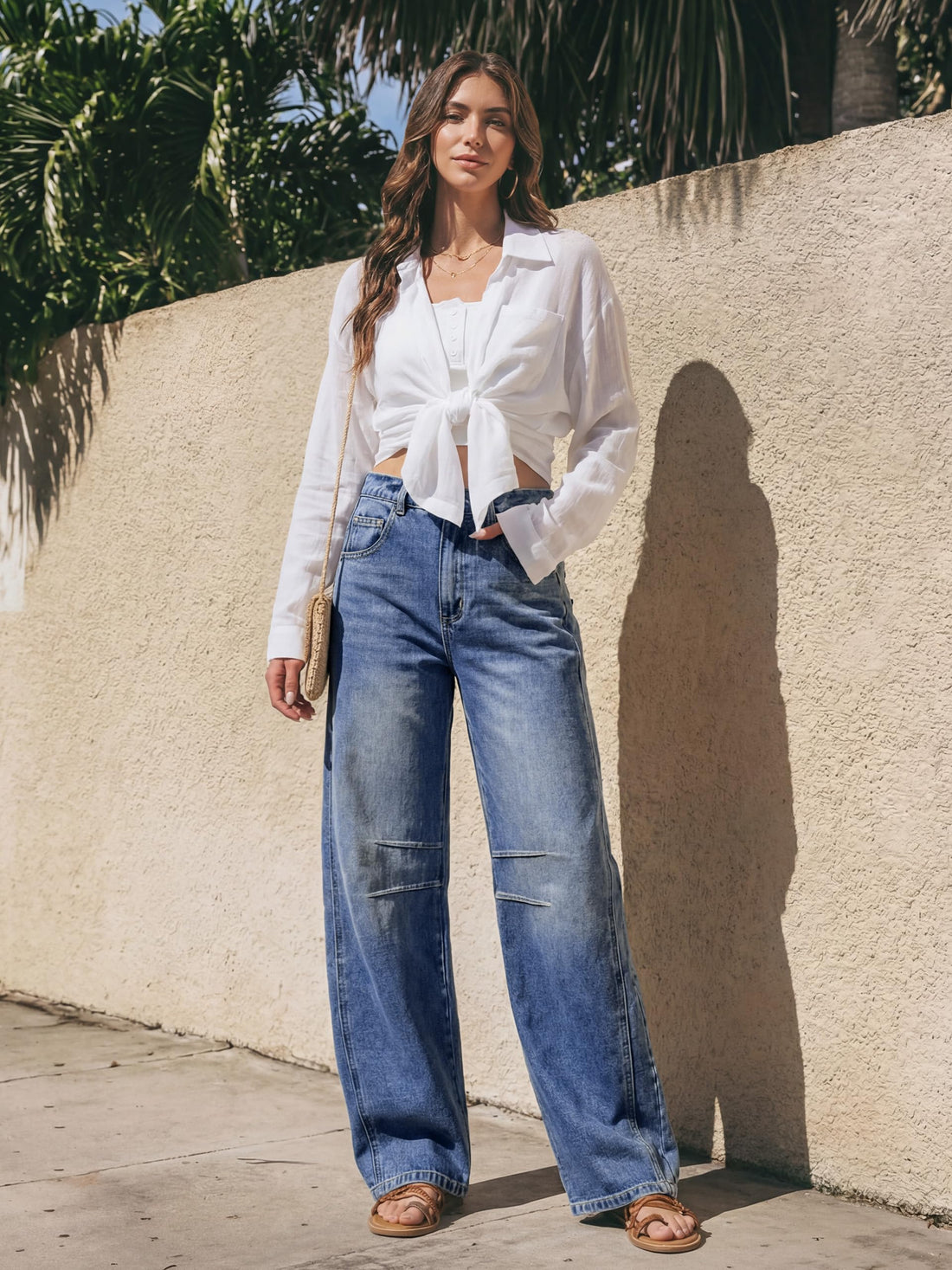 SEVEGO Womens Tall 30/32/34 Barrel Jeans Vintage Wide Leg Mid Rise Baggy Y2k Cropped Relax Fit Denim Trouser Ankle Pants