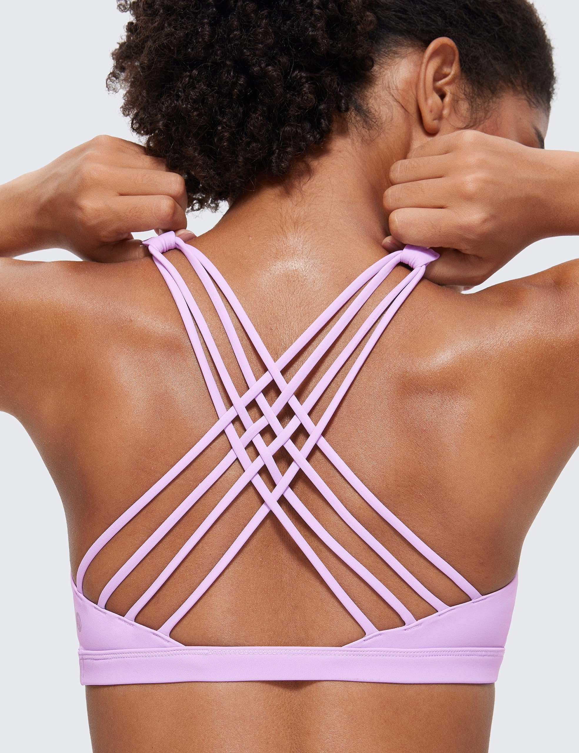 CRZ YOGA Naked Feeling Cross Back Sports Bras | Light Support, Removable Pads, Yoga, Sleek, Strappy, Scoop Neck, for Women