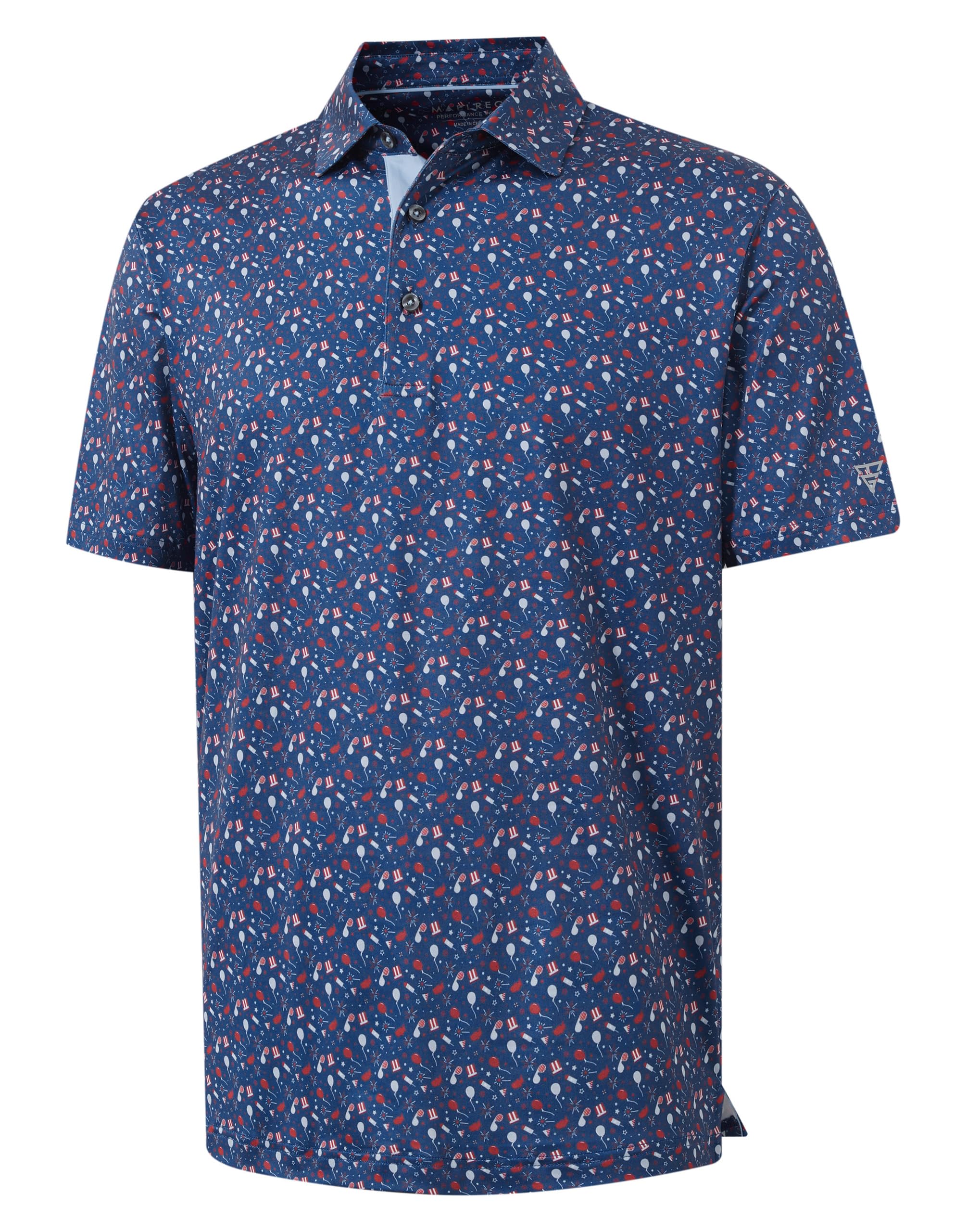 M MAELREG Mens Golf Shirt Print Performance Moisture Wicking Dry Fit Short Sleeve Casual Collared Polo Shirts for Men