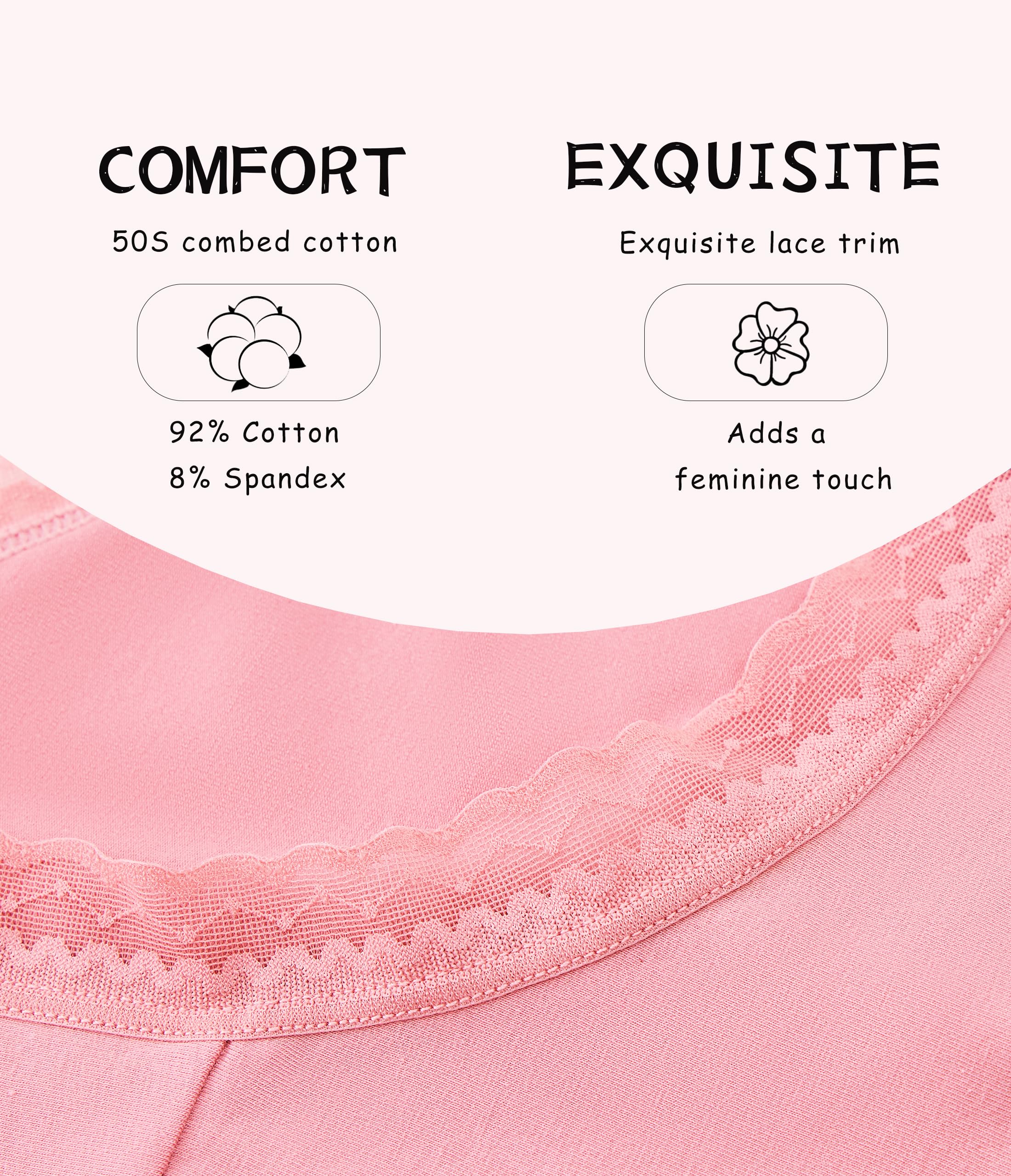 ANLIQI Cotton Underwear for Women Soft Lace Trim Hipster Panties Low Rise Bikini Undies Multipack