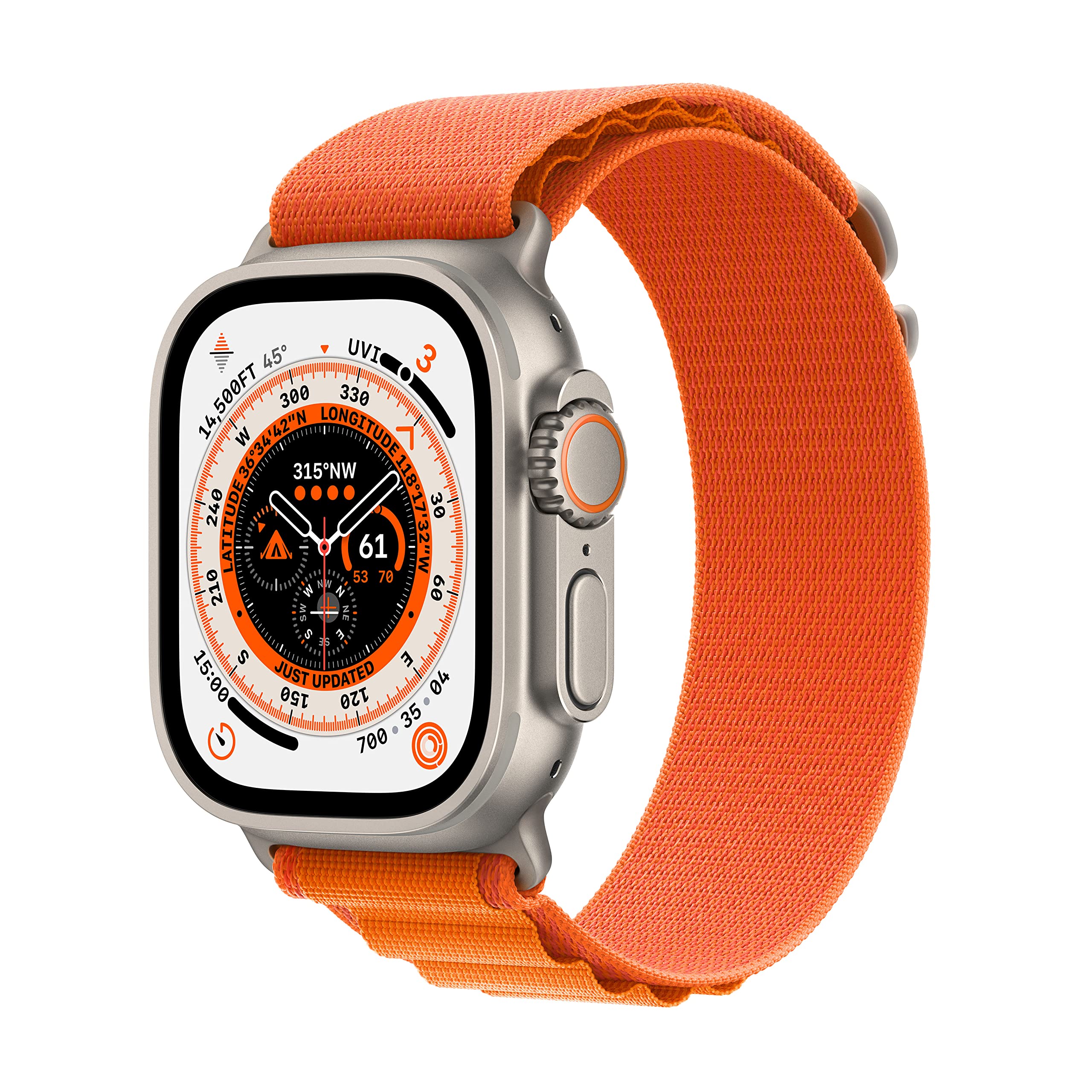 Apple Watch Ultra [GPS + Cellular 49mm] Titanium Case with Midnight Ocean Band, One Size (Renewed)
