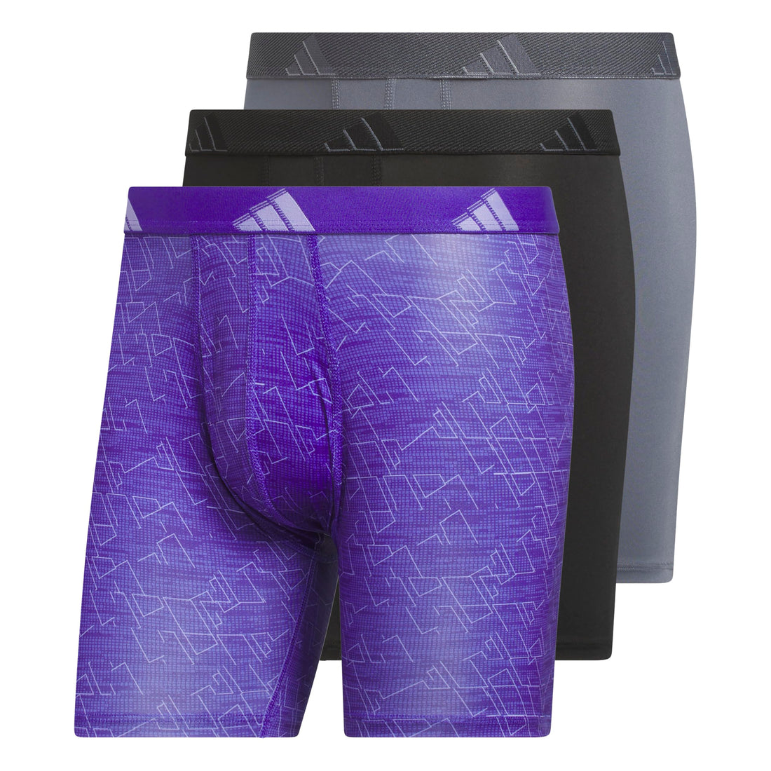 adidas Men's Microfiber Boxer Briefs (3-pack) performance Stretch Moisture-wicking Underwear