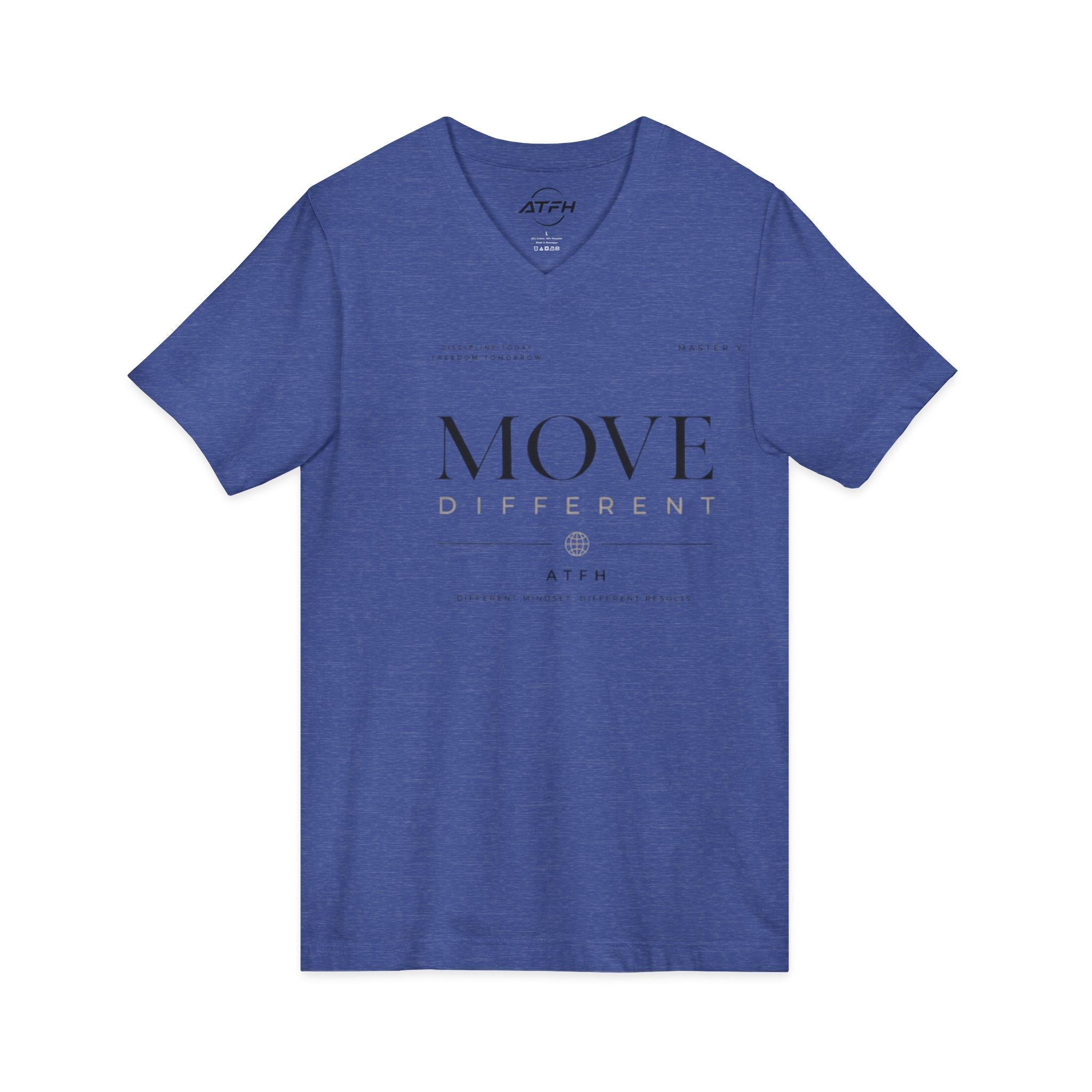 Move Different V-Neck Tee — Minimal Motivational Graphic Shirt Printify