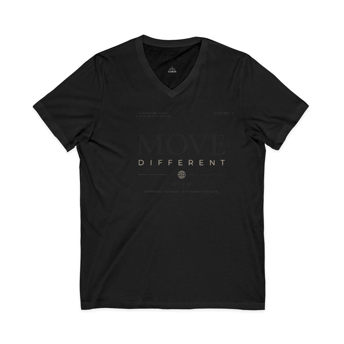Move Different V-Neck Tee — Minimal Motivational Graphic Shirt Printify