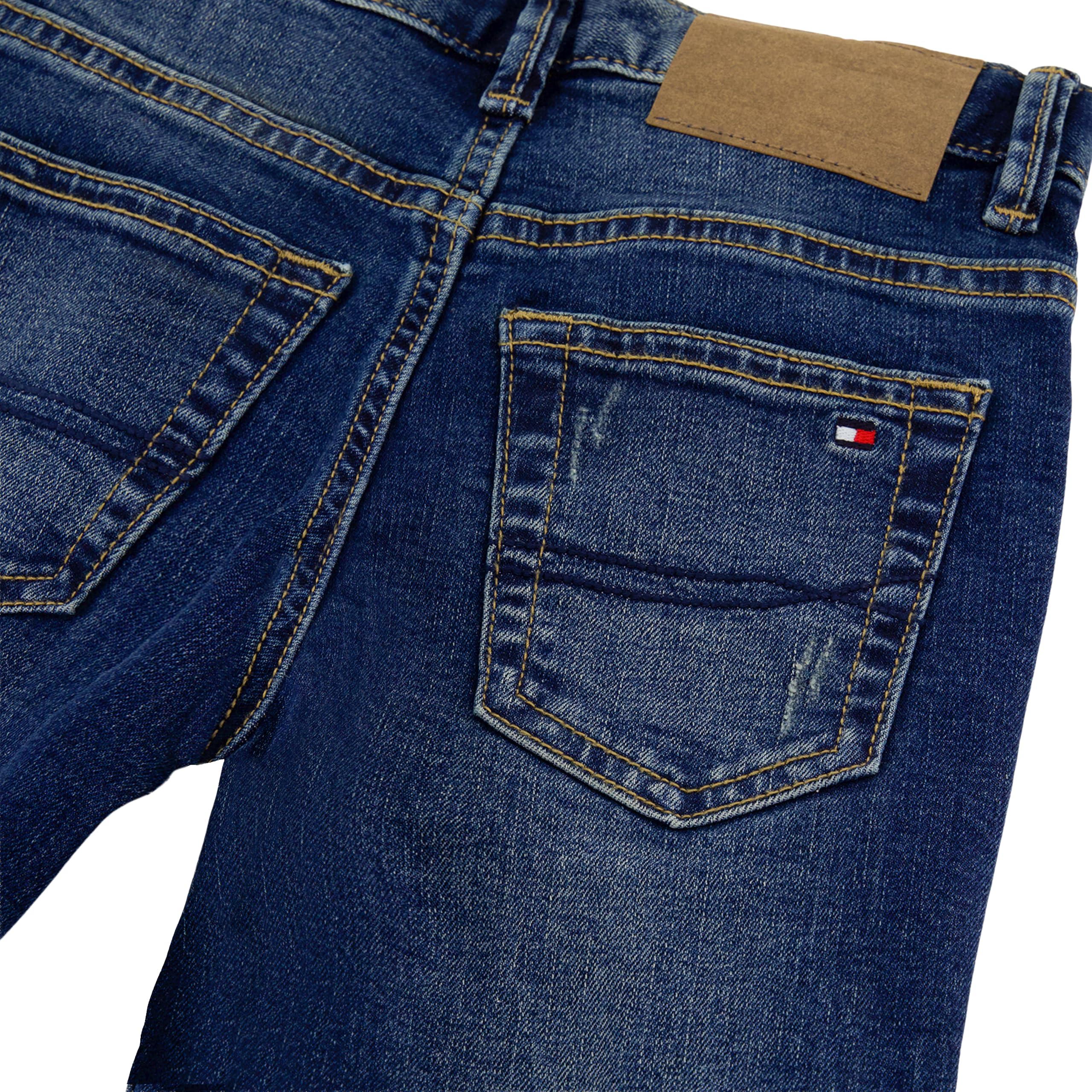 Tommy Hilfiger Boys' 5-Pocket Stretch Slim Straight Leg Denim Jean, Zipper Fly & Button Closure