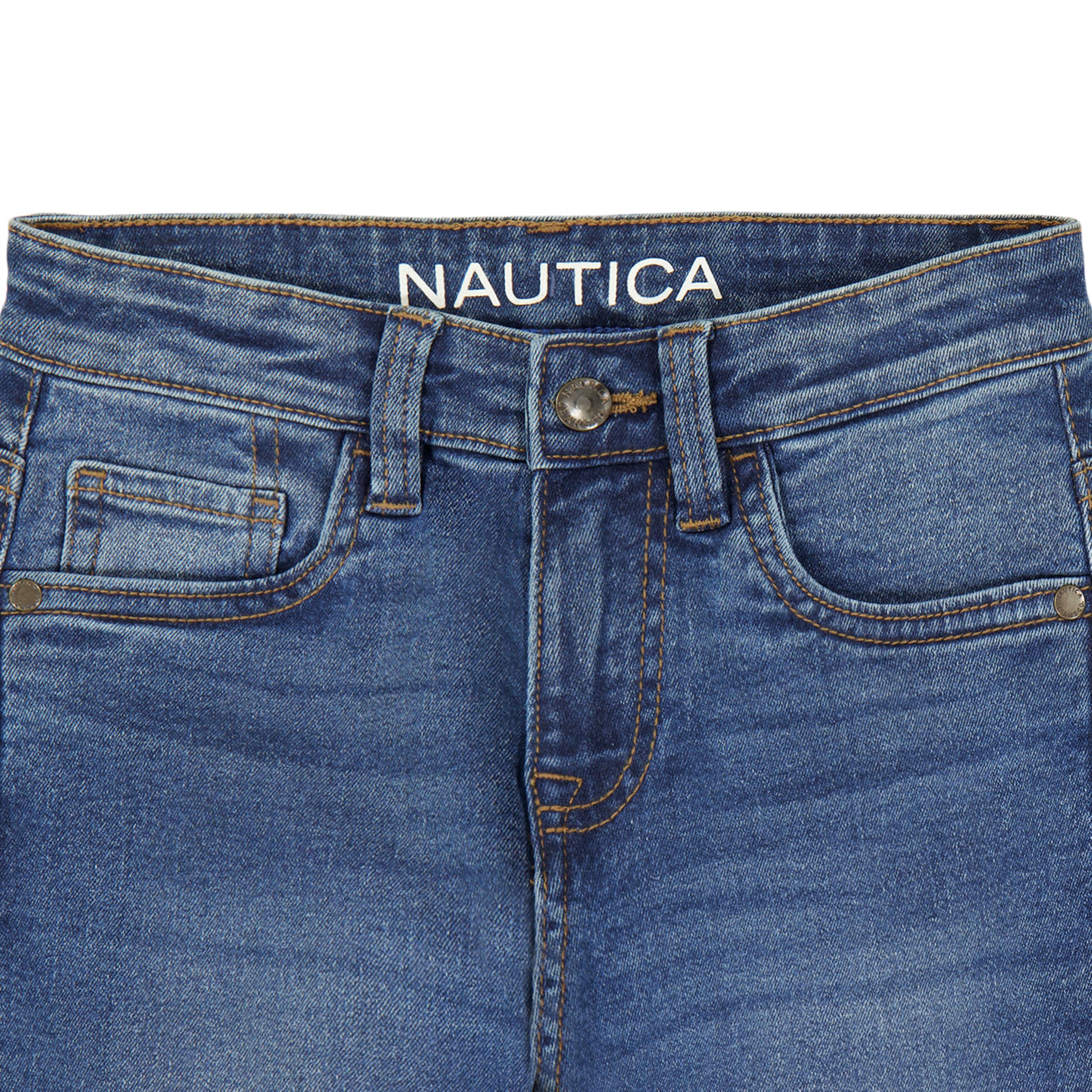 Nautica Boys' Classic Fit Straight Leg Denim Jeans, 5-Pocket Style, Zipper Fly & Button Closure