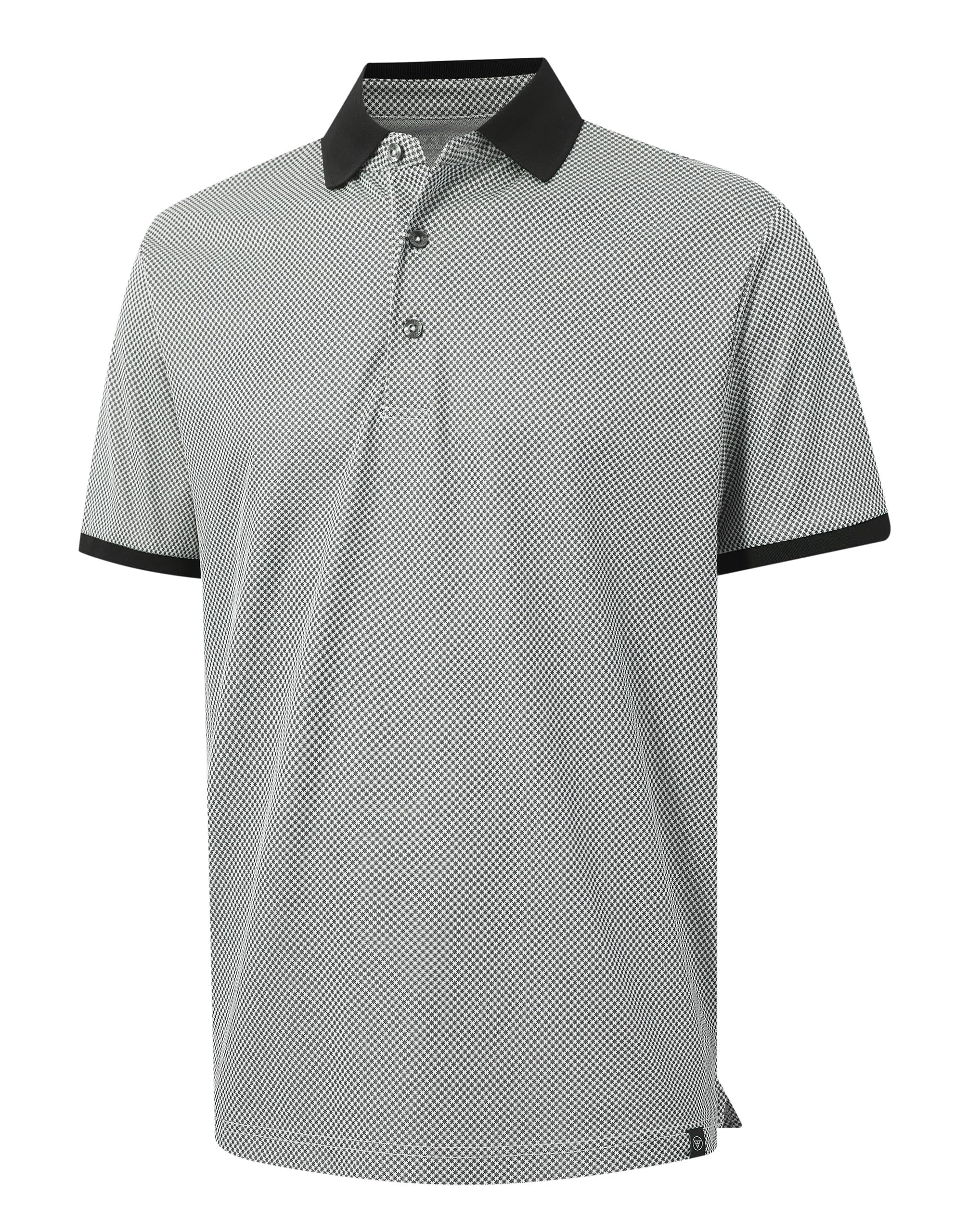 M MAELREG Mens Golf Polo Shirts Jacquard Ribbed Collar Performance Moisture Wicking Dry Fit Short Sleeve Golf Shirts for Men