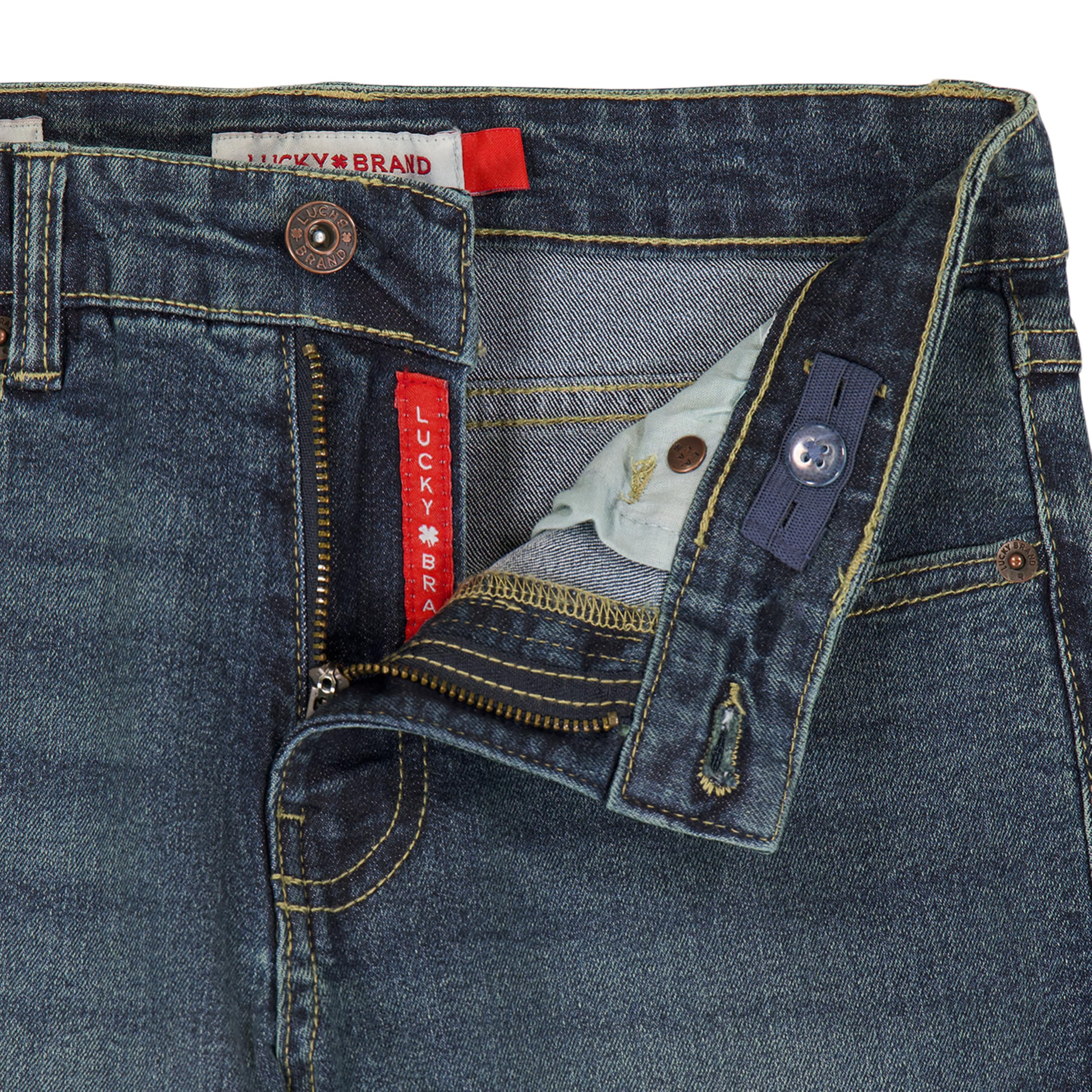 Lucky Brand Boys' Loose Fit Stretch Denim Jeans, 5-Pocket Style, Zipper Fly & Button Closure
