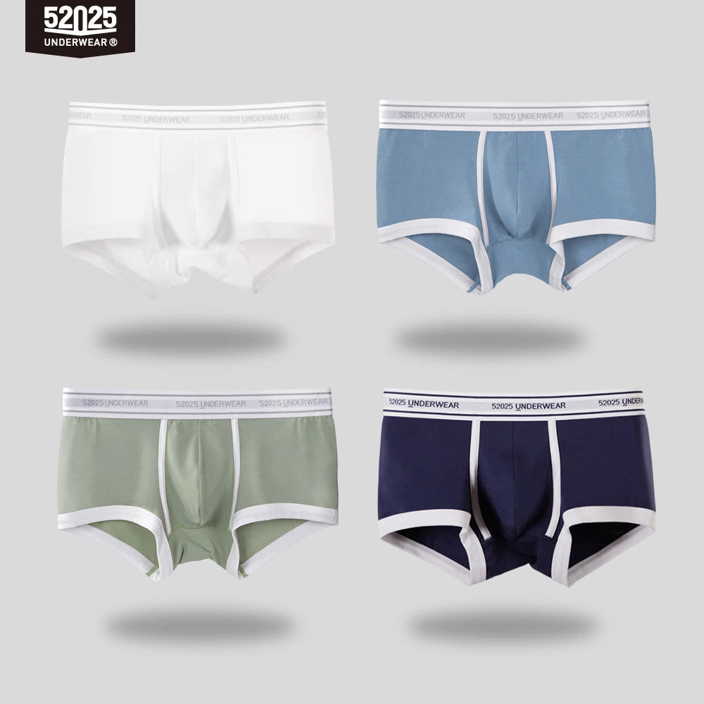 52025 Men's Cotton Modal Boxers (4-Pack) – Silky-Soft Fabric, Anatomical Contoured Pouch and Comfortable Everyday Fit