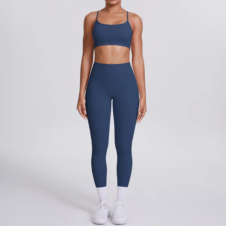 Yoga Suit Sports Set Gym Seamless High Impact Sports Bra Women's High Waist and Hips Tight Peach Buttocks Pants Womens Sportswea - ATFH