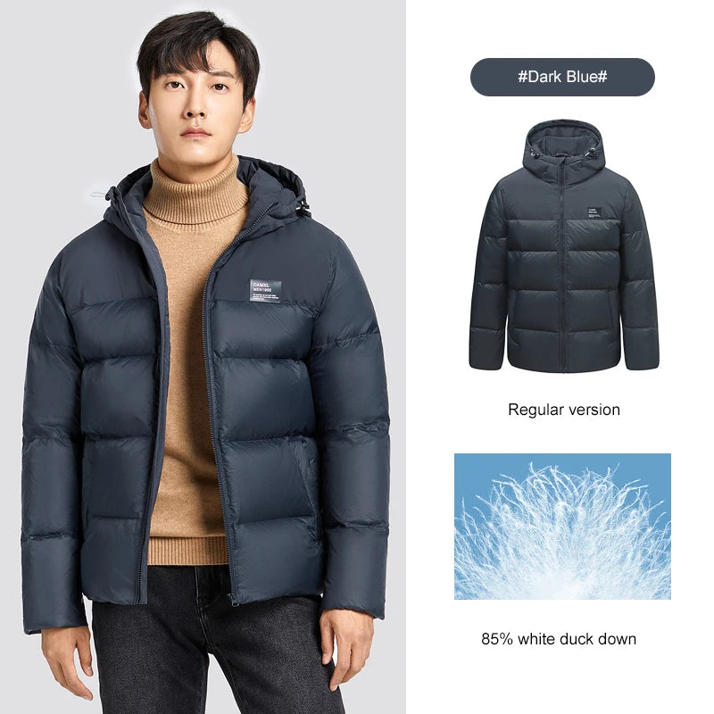 GOLDEN CAMEL Down Jacket Waterproof Men's Jackets 2024 White Duck Down Thickened Hooded Cold-proof Warm Men Winter Coats Camping
