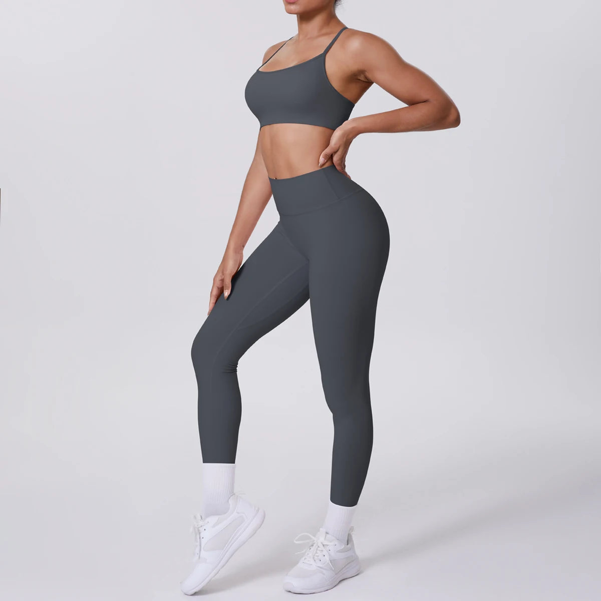 Yoga Suit Sports Set Gym Seamless High Impact Sports Bra Women's High Waist and Hips Tight Peach Buttocks Pants Womens Sportswea - ATFH