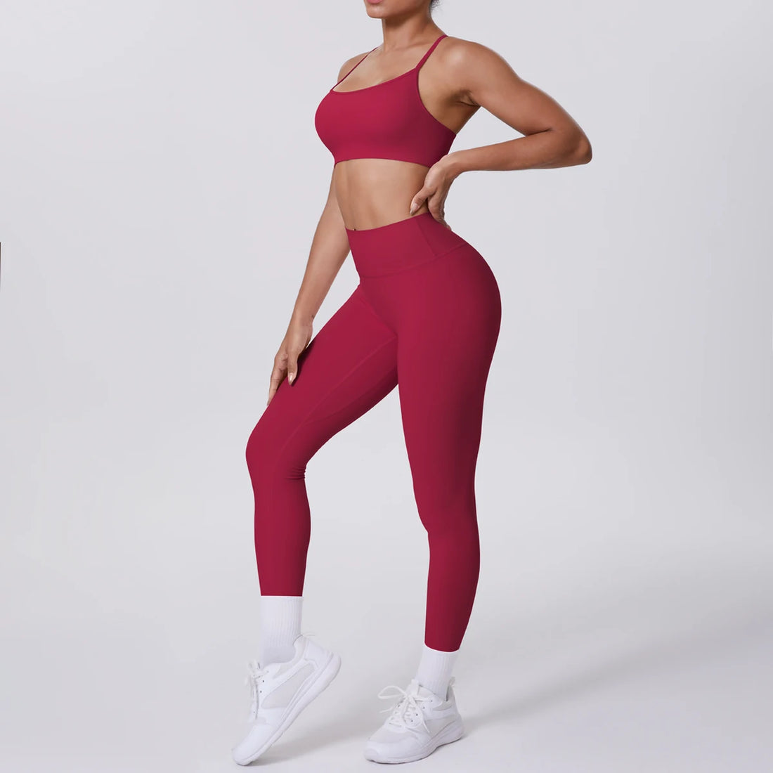 Yoga Suit Sports Set Gym Seamless High Impact Sports Bra Women's High Waist and Hips Tight Peach Buttocks Pants Womens Sportswea - ATFH