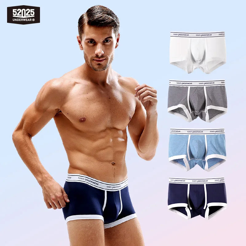 52025 Men's Cotton Modal Boxers (4-Pack) – Silky-Soft Fabric, Anatomical Contoured Pouch and Comfortable Everyday Fit