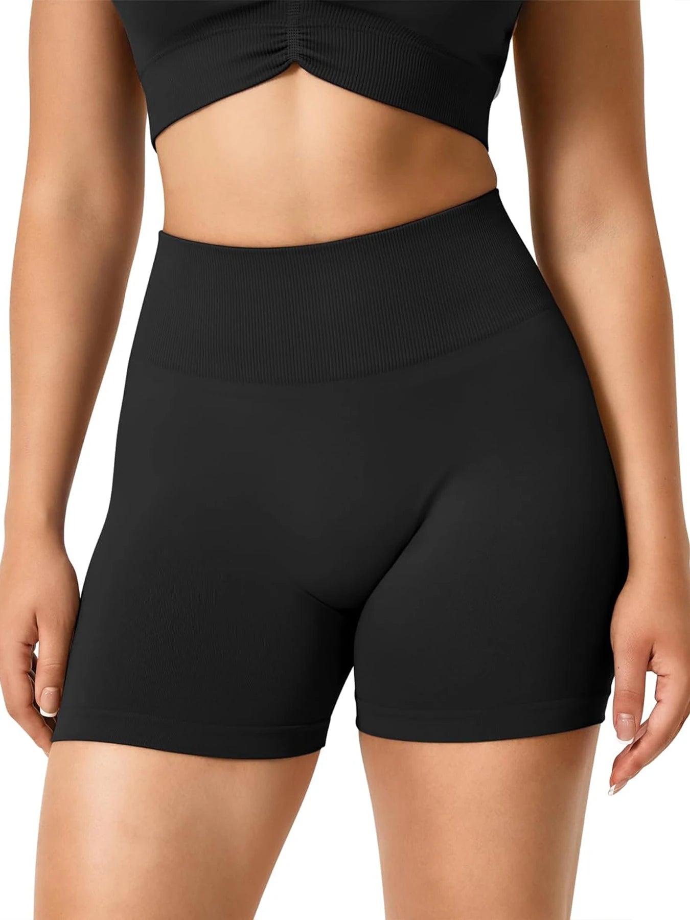 TAYOEA Seamless Yoga Shorts Women High Waist Tummy Control Smile Contour Gym Shorts Scrunch Butt Lifting Sport Shorts Naked Feeling Squat Proof Workout Biker Shorts Fitness Tight Shorts