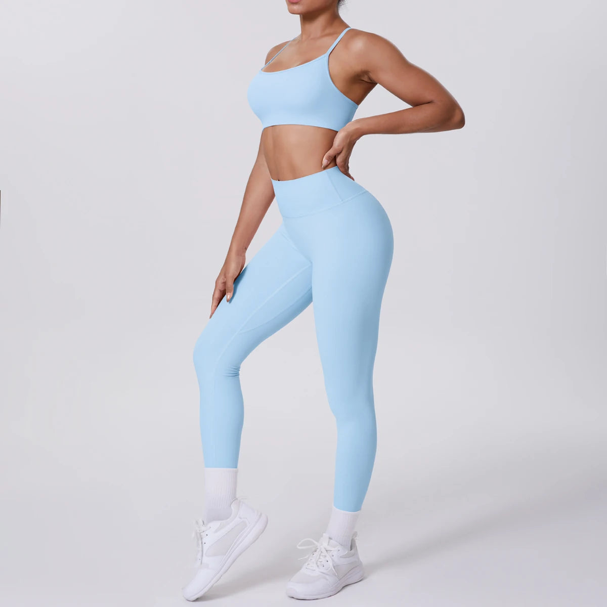 Yoga Suit Sports Set Gym Seamless High Impact Sports Bra Women's High Waist and Hips Tight Peach Buttocks Pants Womens Sportswea - ATFH