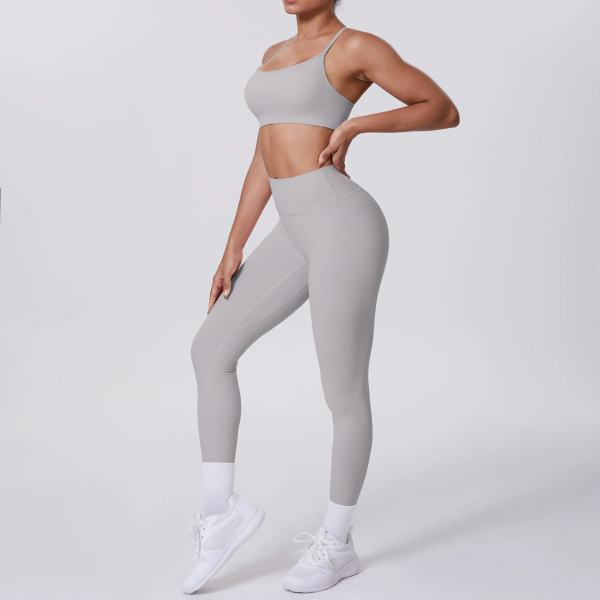 Yoga Suit Sports Set Gym Seamless High Impact Sports Bra Women's High Waist and Hips Tight Peach Buttocks Pants Womens Sportswea - ATFH