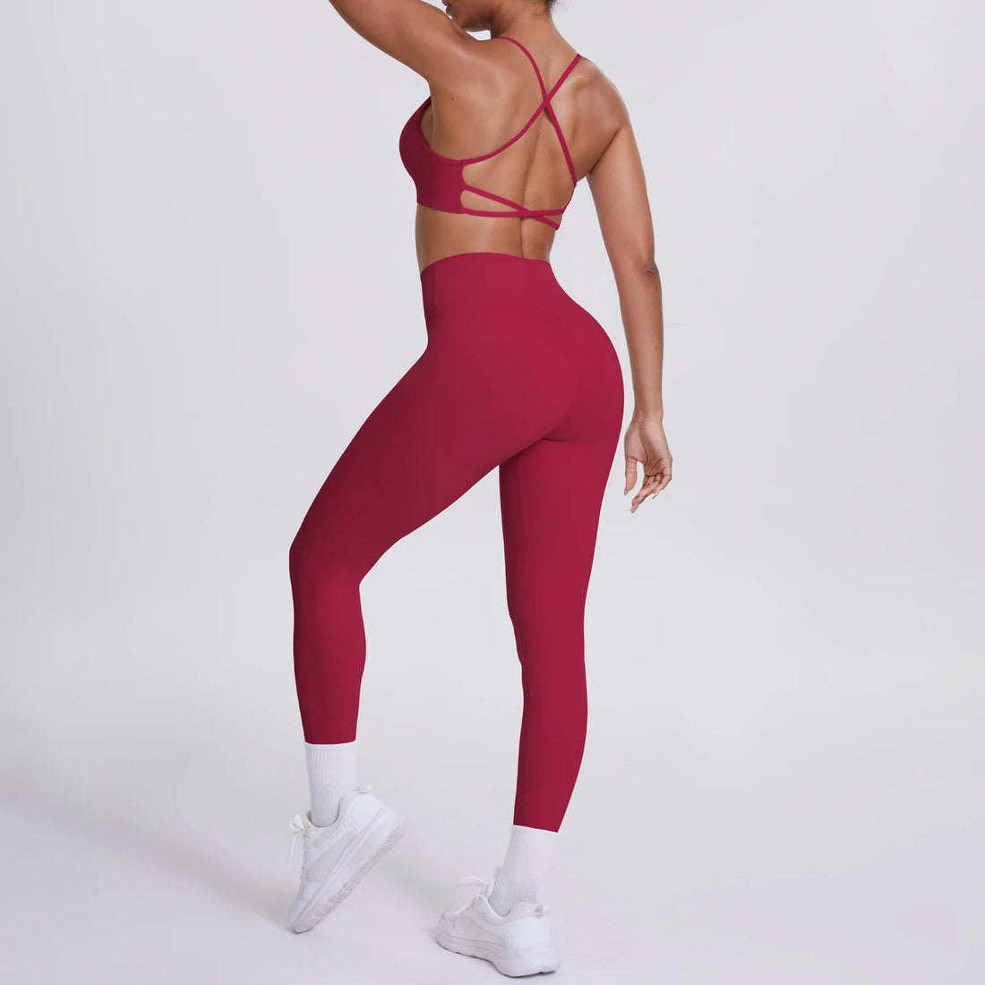 Yoga Suit Sports Set Gym Seamless High Impact Sports Bra Women's High Waist and Hips Tight Peach Buttocks Pants Womens Sportswea - ATFH