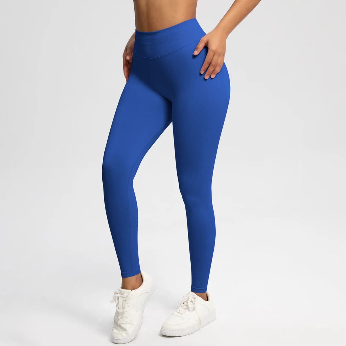Women's Solid High Waist Sports Leggings, HighStretch Seamless Yoga Leggings, LadiesSportswear for Indoor Outdoor Wear - ATFH