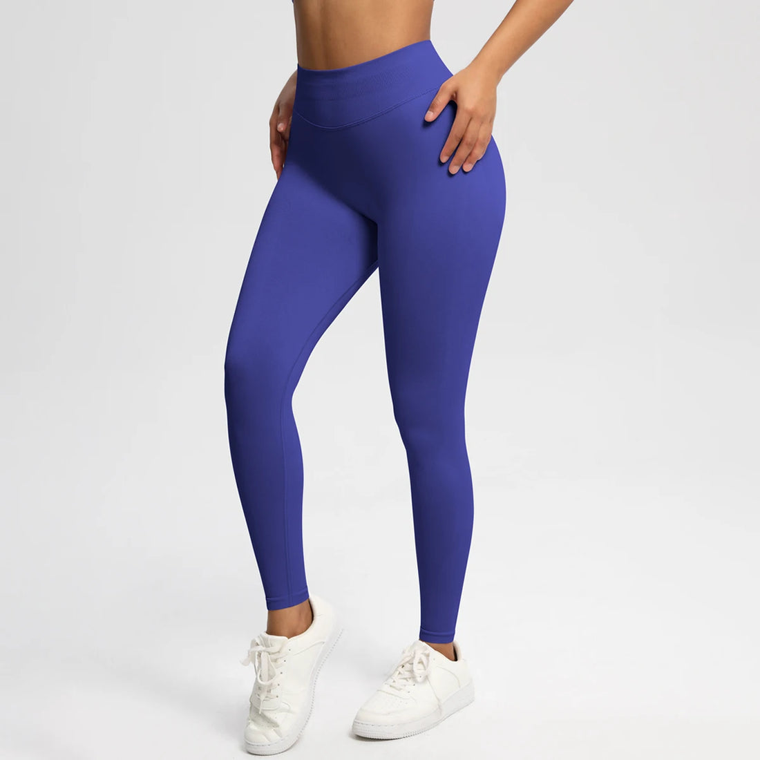 Women's Solid High Waist Sports Leggings, HighStretch Seamless Yoga Leggings, LadiesSportswear for Indoor Outdoor Wear - ATFH