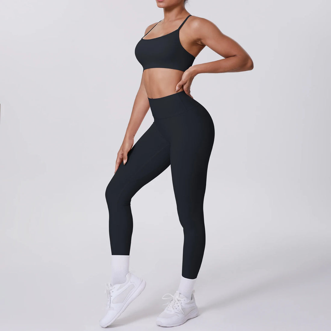 Yoga Suit Sports Set Gym Seamless High Impact Sports Bra Women's High Waist and Hips Tight Peach Buttocks Pants Womens Sportswea - ATFH