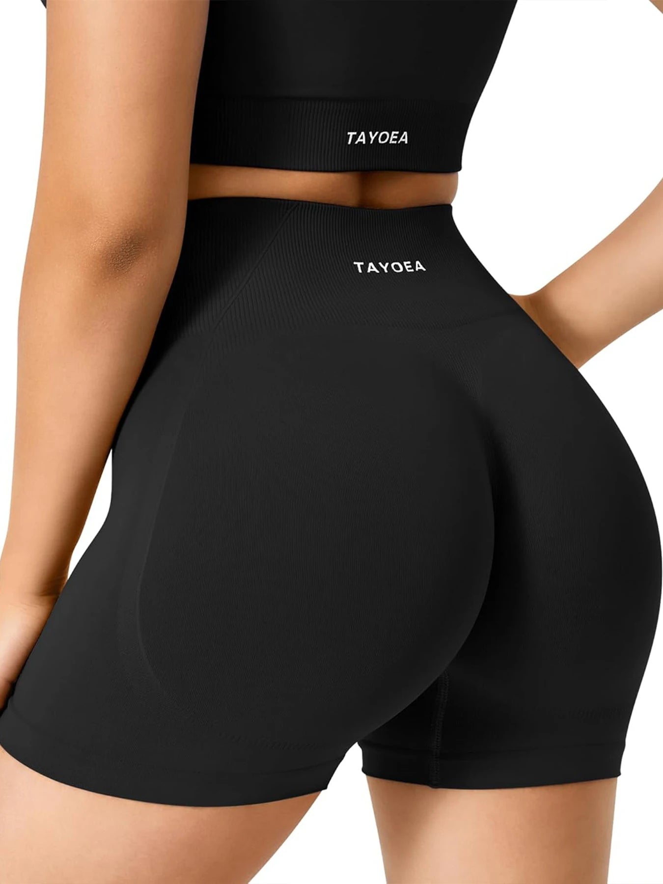 TAYOEA Seamless Yoga Shorts Women High Waist Tummy Control Smile Contour Gym Shorts Scrunch Butt Lifting Sport Shorts Naked Feeling Squat Proof Workout Biker Shorts Fitness Tight Shorts