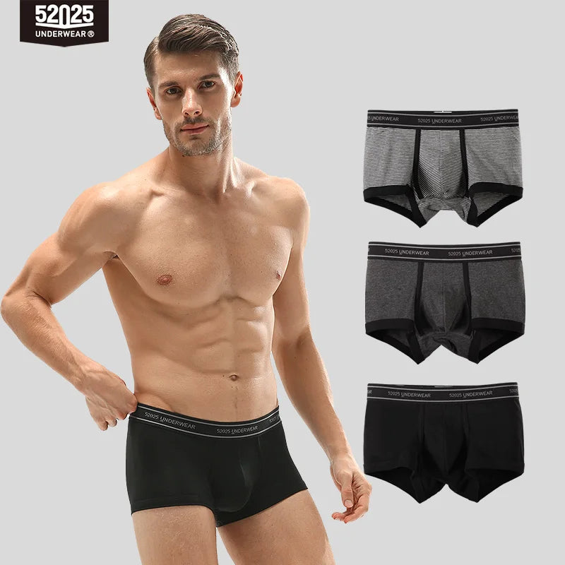 52025 Men's Cotton Modal Boxers (3-Pack) – Silky-Soft Fabric, Anatomical Contoured Pouch and Comfortable Everyday Fit