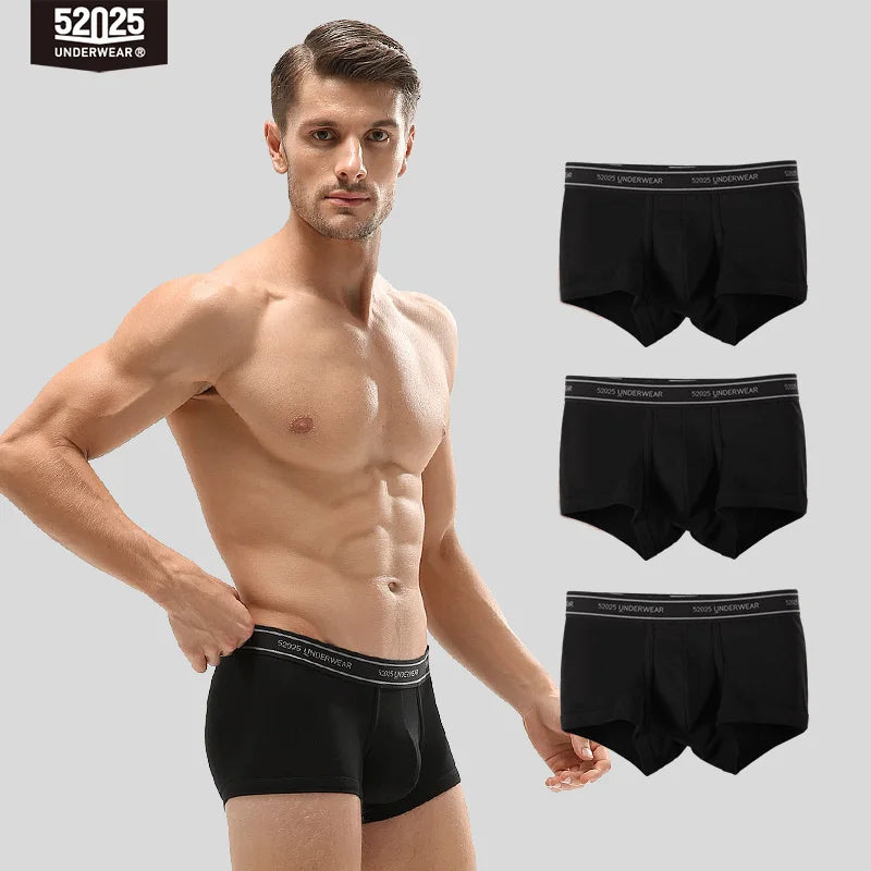 52025 Men's Cotton Modal Boxers (3-Pack) – Silky-Soft Fabric, Anatomical Contoured Pouch and Comfortable Everyday Fit