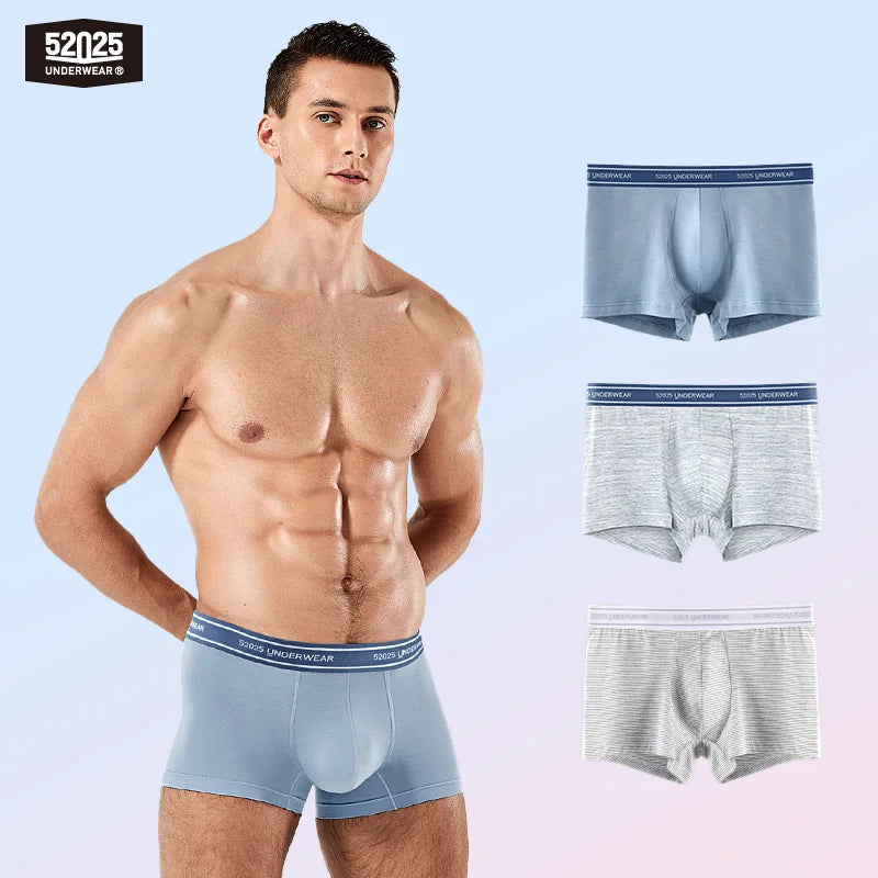 52025 Men's Cotton Modal Boxers (3-Pack) – Silky-Soft Fabric, Anatomical Contoured Pouch and Comfortable Everyday Fit