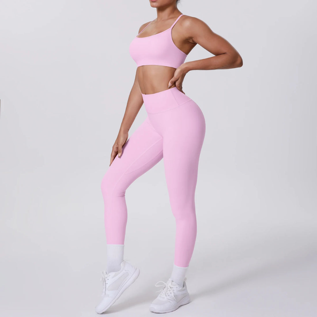 Yoga Suit Sports Set Gym Seamless High Impact Sports Bra Women's High Waist and Hips Tight Peach Buttocks Pants Womens Sportswea - ATFH