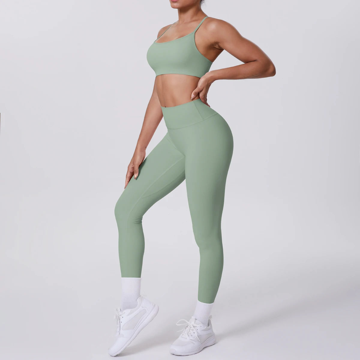 Yoga Suit Sports Set Gym Seamless High Impact Sports Bra Women's High Waist and Hips Tight Peach Buttocks Pants Womens Sportswea - ATFH