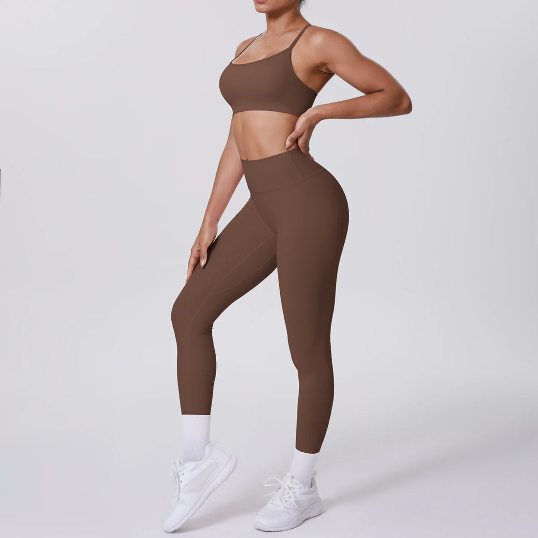 Yoga Suit Sports Set Gym Seamless High Impact Sports Bra Women's High Waist and Hips Tight Peach Buttocks Pants Womens Sportswea - ATFH