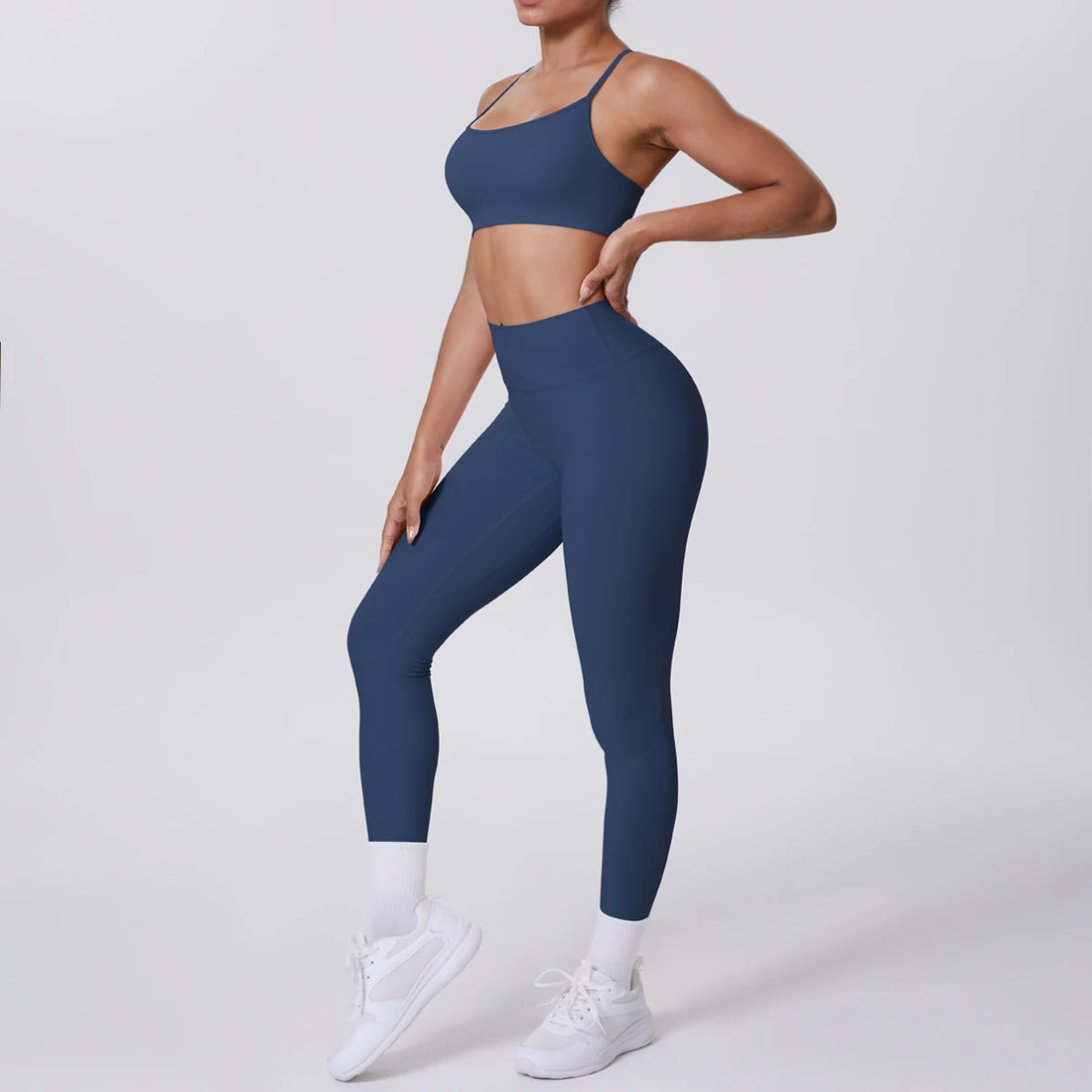 Yoga Suit Sports Set Gym Seamless High Impact Sports Bra Women's High Waist and Hips Tight Peach Buttocks Pants Womens Sportswea - ATFH