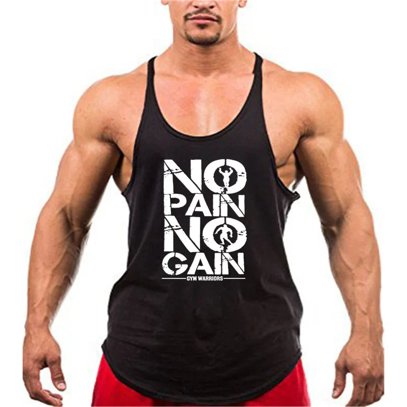 Bodybuilding Stringer Tank Top Men Cotton Gym Clothing Mens Fitness Racer Vest Summer Sleeveless Sportswear Workout Tanktop