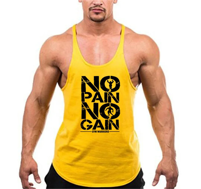 Bodybuilding Stringer Tank Top Men Cotton Gym Clothing Mens Fitness Racer Vest Summer Sleeveless Sportswear Workout Tanktop