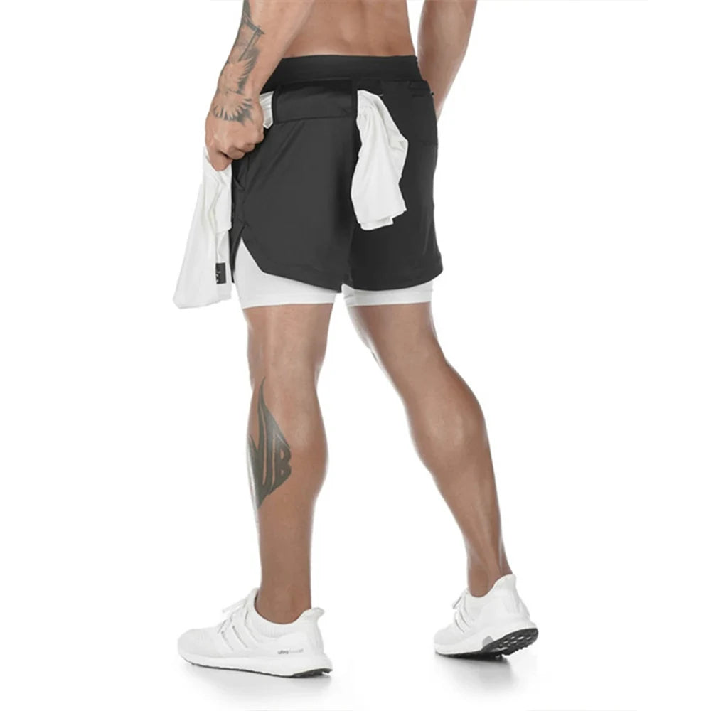 2026 Summer Running Shorts Men 2 in 1 Sports Jogging Fitness Shorts Training Quick Dry Mens Gym Men Shorts Sport gym Short Pants